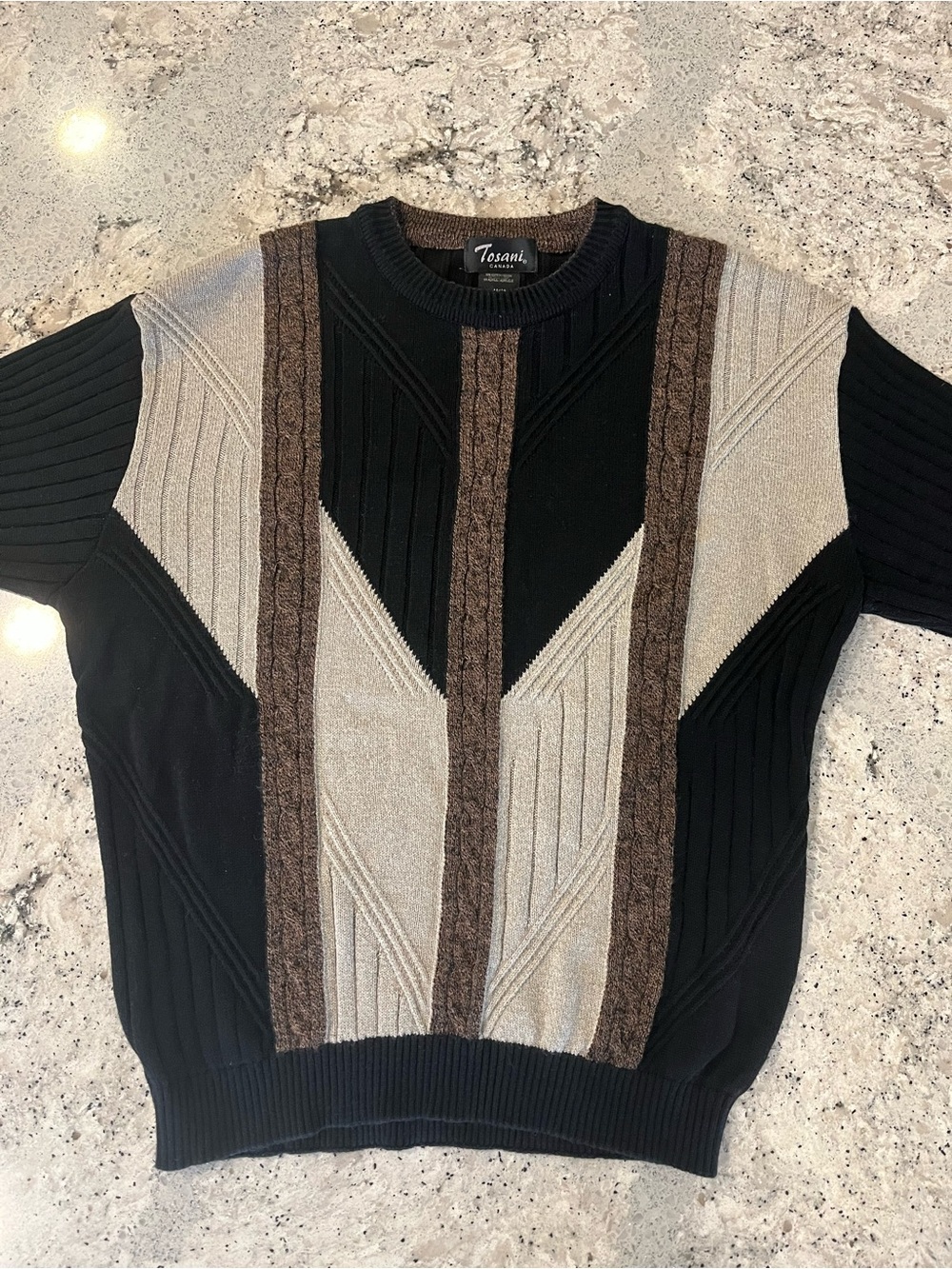 Vintage Black, Cream and Brown Tosani Wool Blend 3D Knit